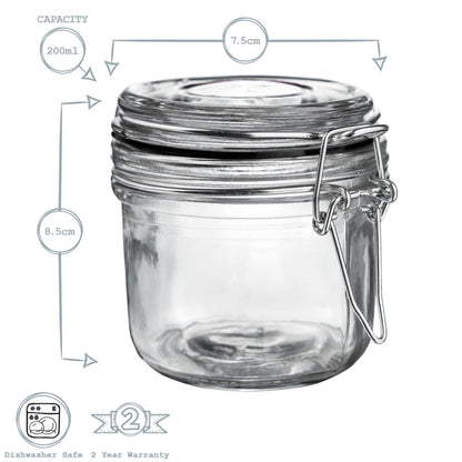 Glass Storage Jar - 200ml - Black Seal