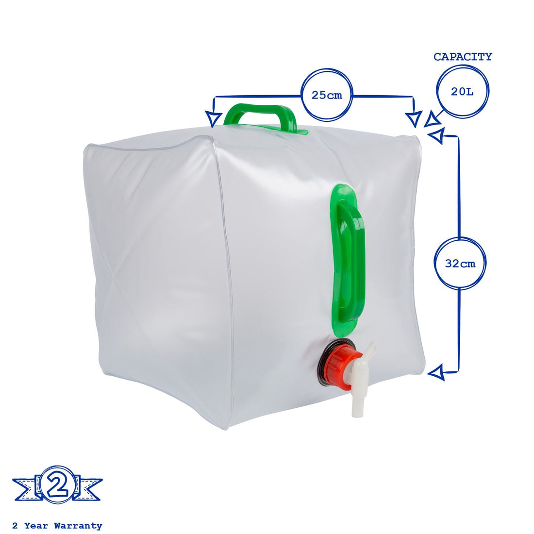 White 20L Collapsible Water Container with Tap