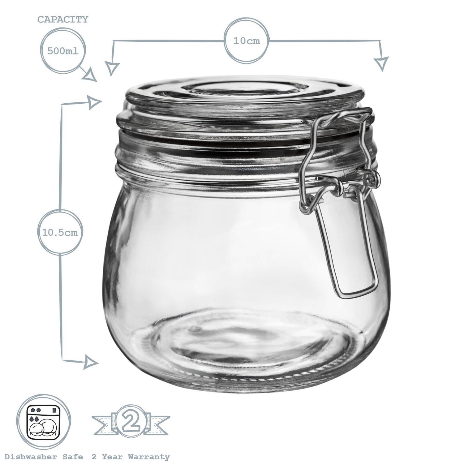 Glass Storage Jar - 500ml - Black Seal