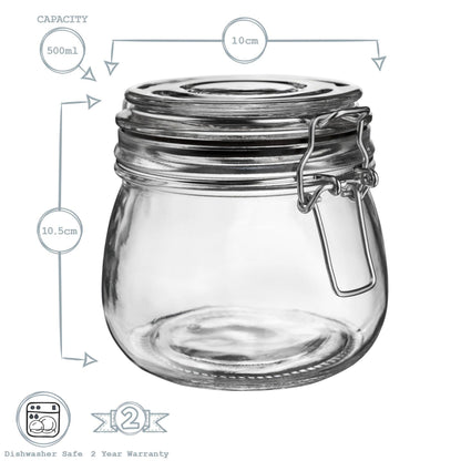 Glass Storage Jar - 500ml - Black Seal