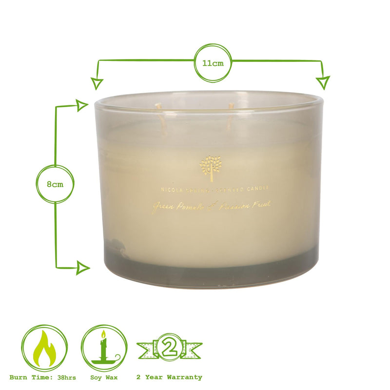 350g Double Wick Green Pomelo & Passion Fruit Soy Scented Wax Candle - By Nicola Spring