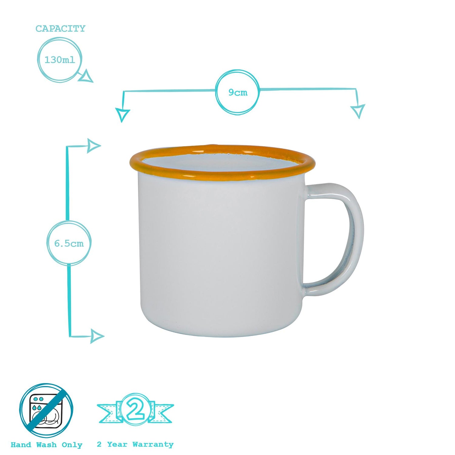 White Enamel Espresso Cup - 130ml - Yellow