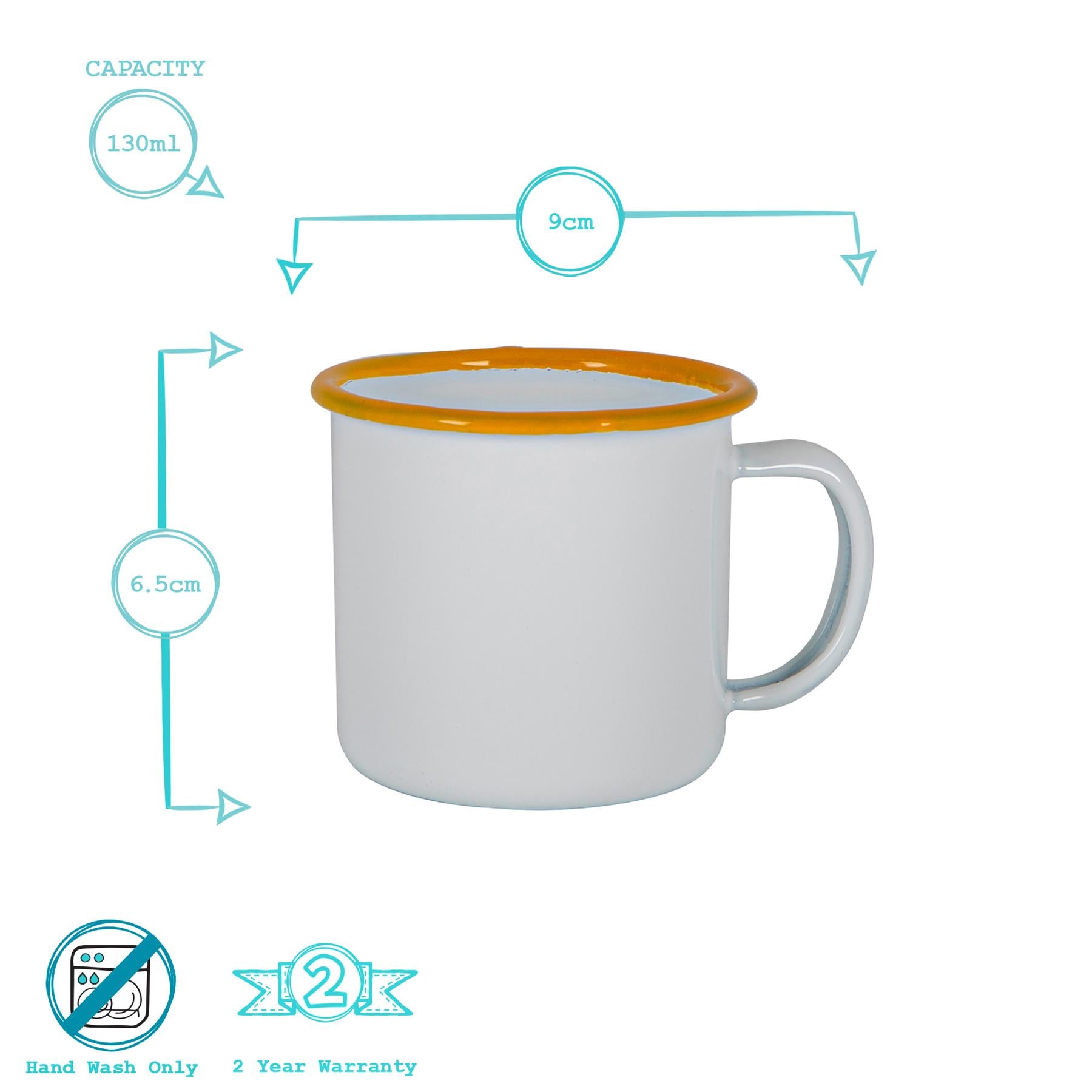 White Enamel Espresso Cup - 130ml - Yellow