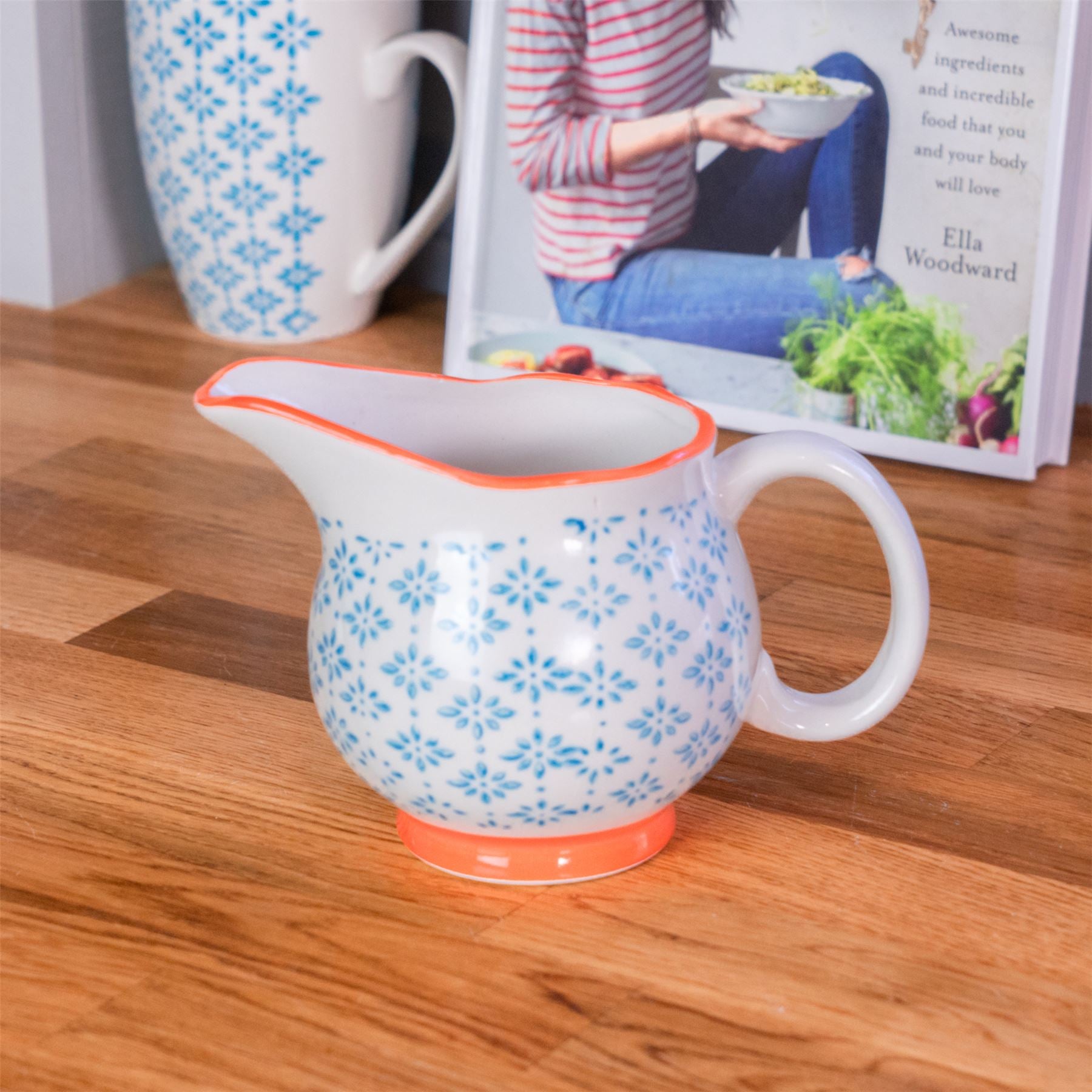 Hand-Printed Milk Jug - 300ml - Light Blue