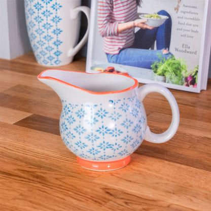 Hand-Printed Milk Jug - 300ml - Light Blue