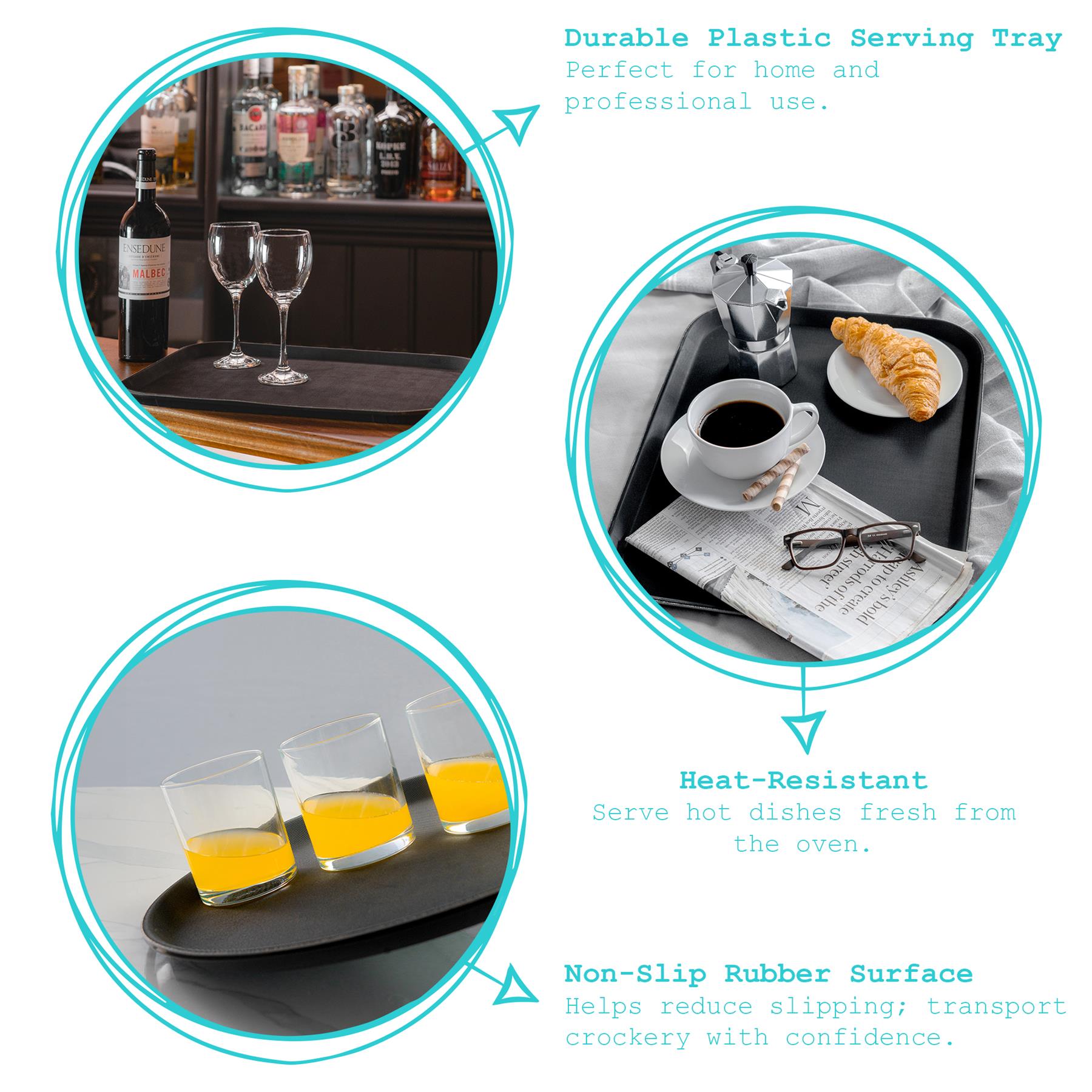 Black 40cm x 30cm Rectangle Non-Slip Serving Tray