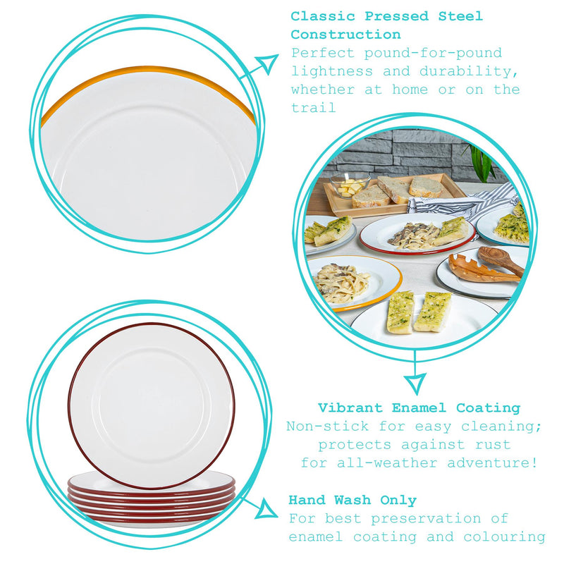 Argon Tableware White Enamel Dinner Plate - 25.5cm - Green