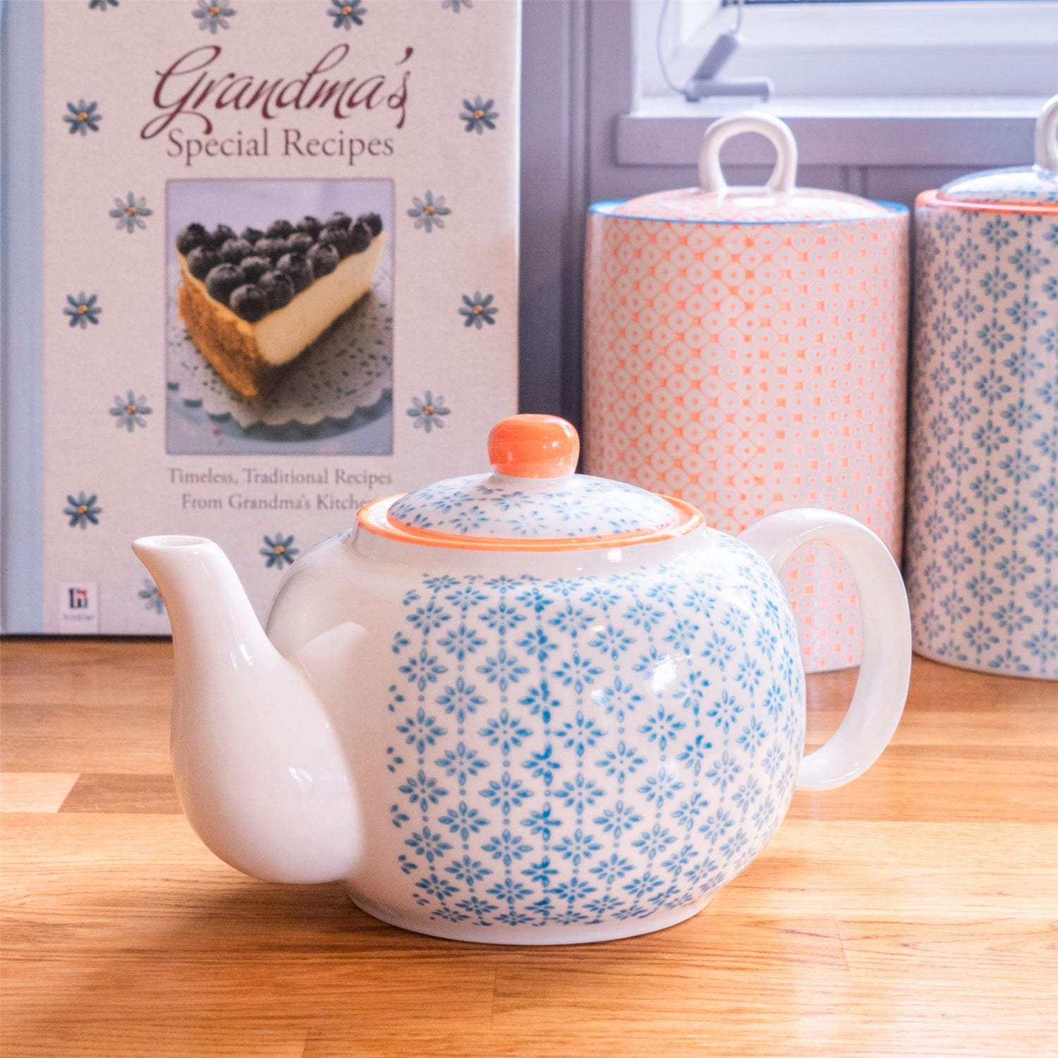 Hand-Printed Teapot - 820ml - Light Blue