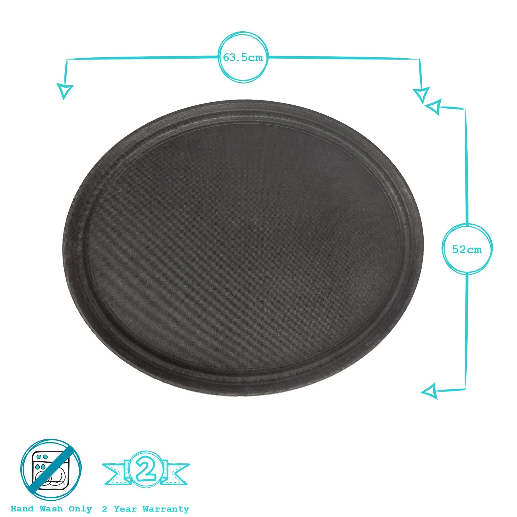 Black 63cm Oval Non-Slip Serving Tray