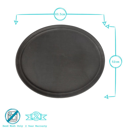 Black 63cm Oval Non-Slip Serving Tray