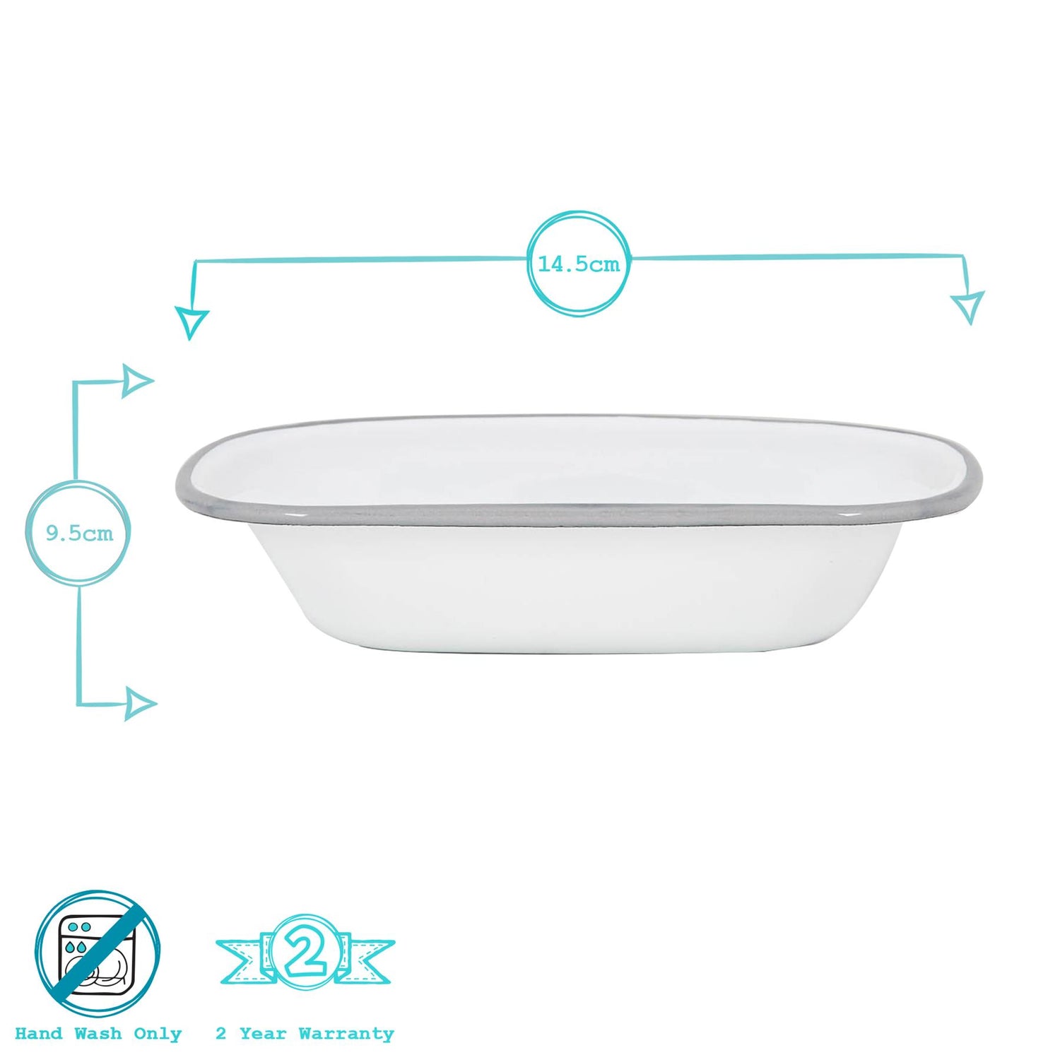 White Enamel Pie Dish - 20cm - Grey