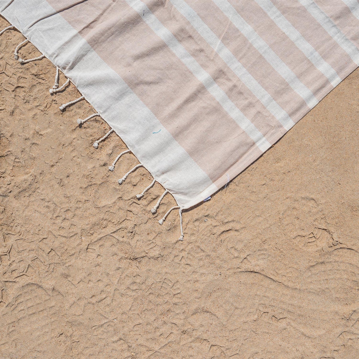 Small Turkish Beach Towel - Beige Stripe