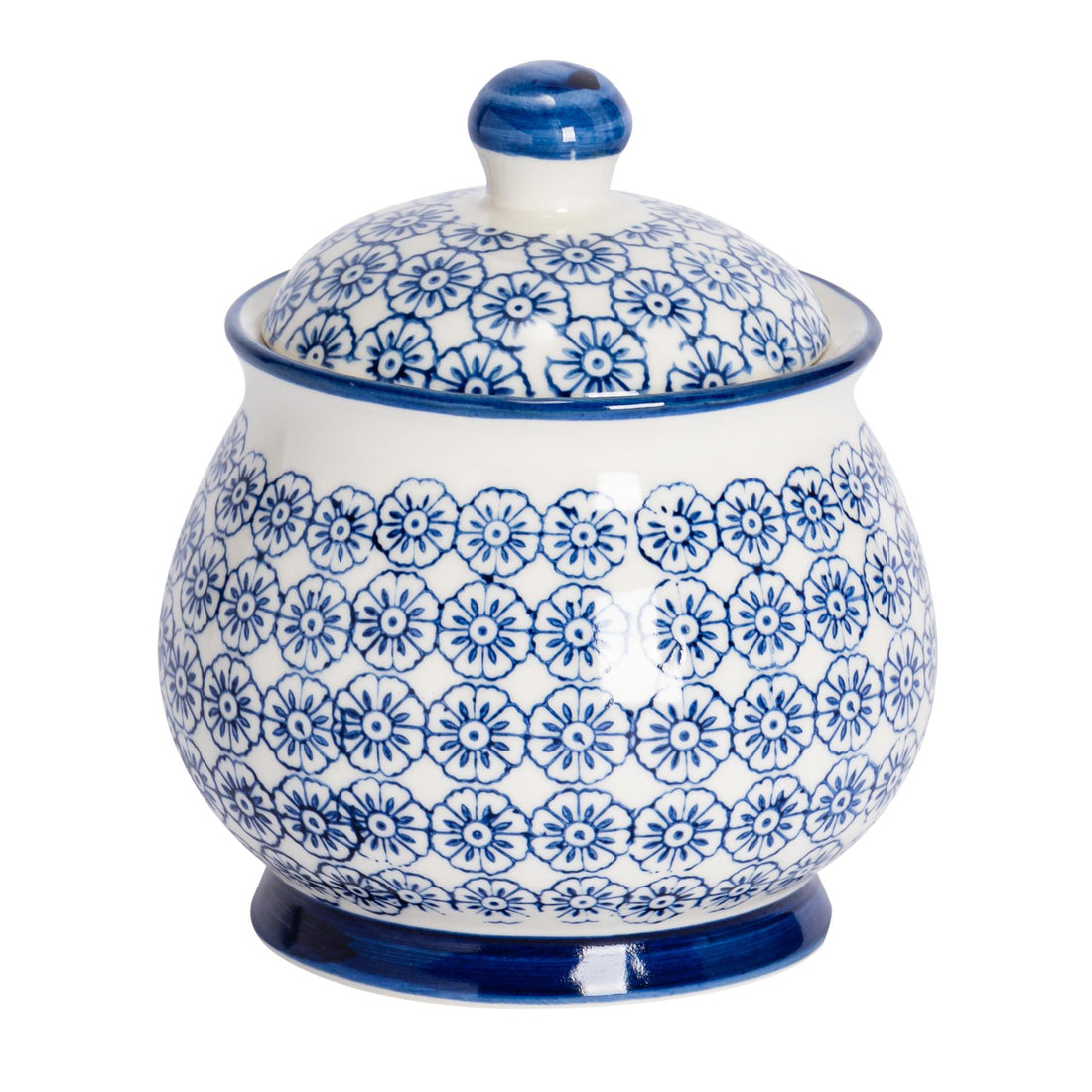 Nicola Spring Hand Printed Sugar Bowl - 10.5cm - Navy