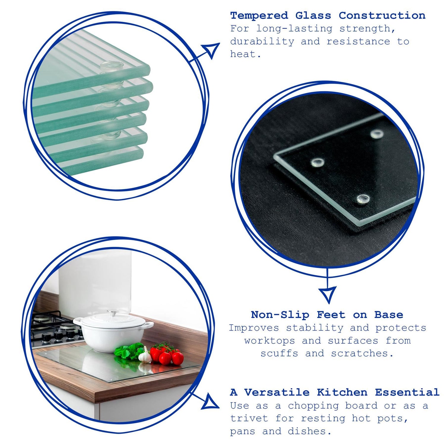 Clear 50cm x 40cm Glass Chopping Board