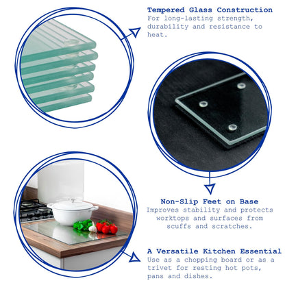 Clear 50cm x 40cm Glass Chopping Board