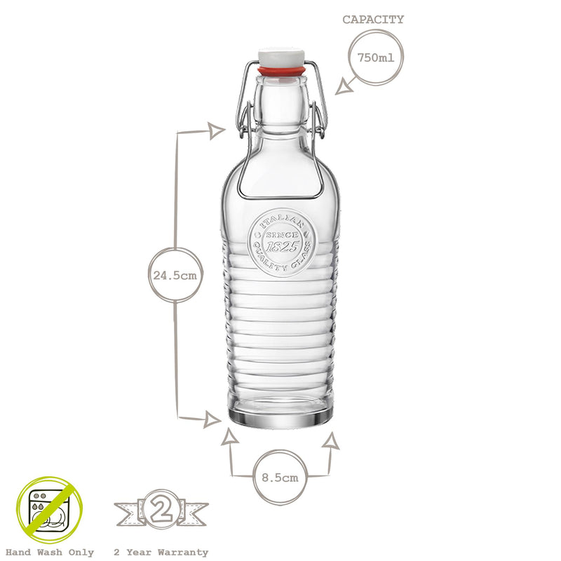 Bormioli Rocco Officina Bottle with Swing Top - 750ml - Clear