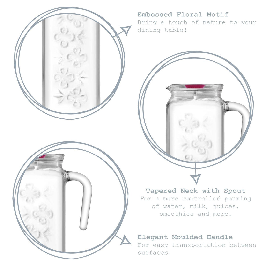 Bloom Decorated Water Jug - 1.2L