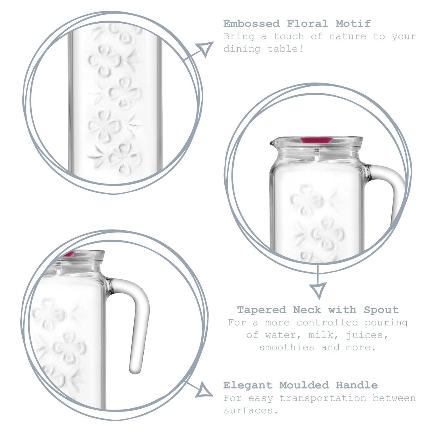 Bloom Decorated Water Jug - 1.2L