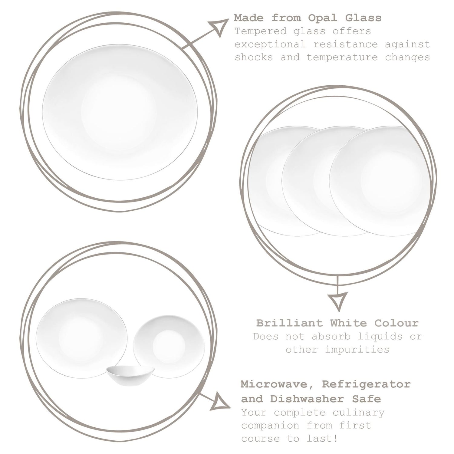 White 27cm x 24cm Prometeo Oval Glass Dinner Plate