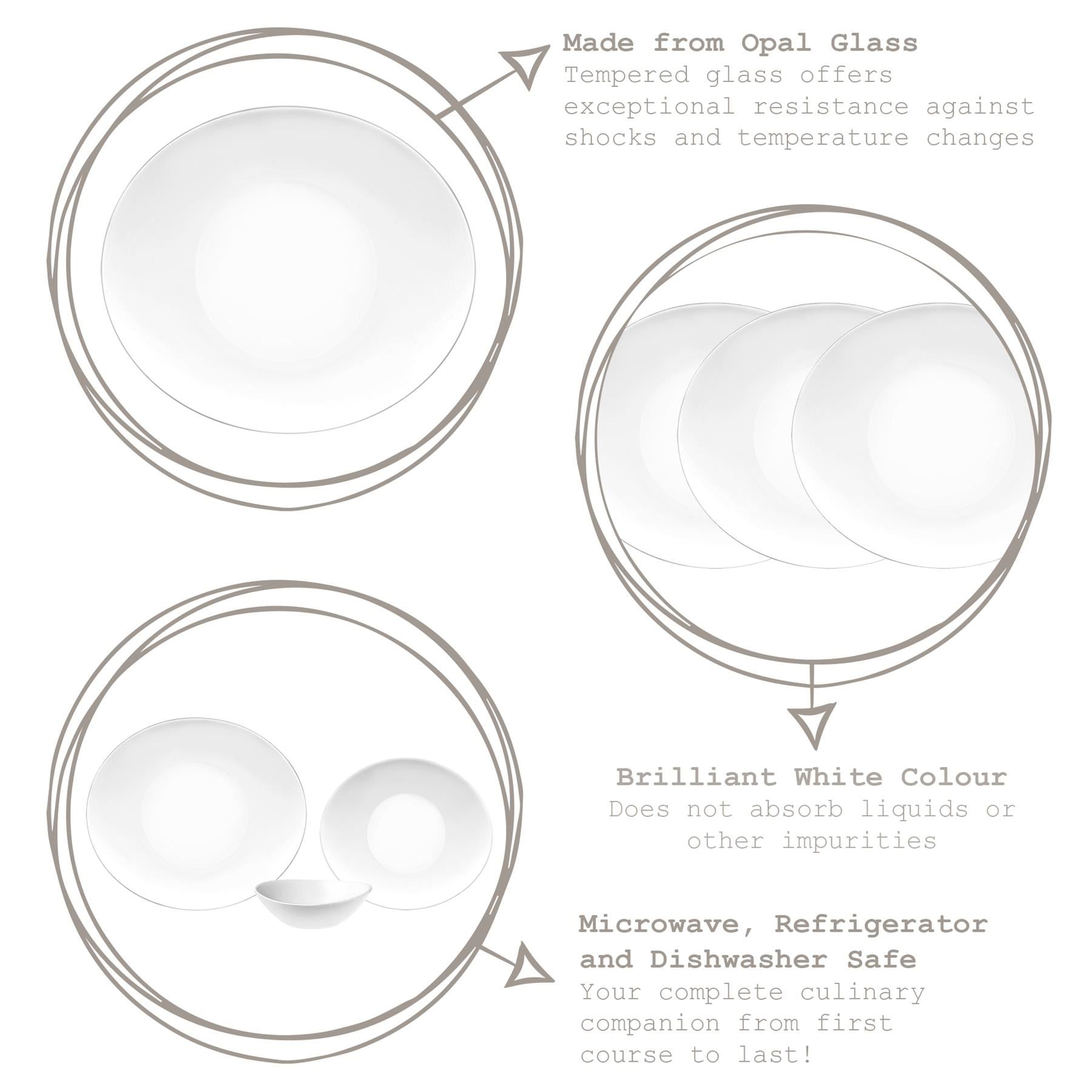 White 27cm x 24cm Prometeo Oval Glass Dinner Plate