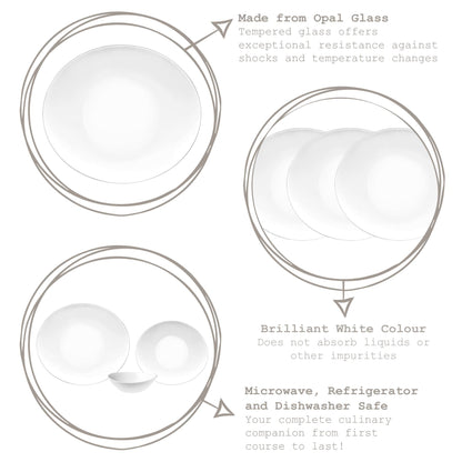 White 27cm x 24cm Prometeo Oval Glass Dinner Plate