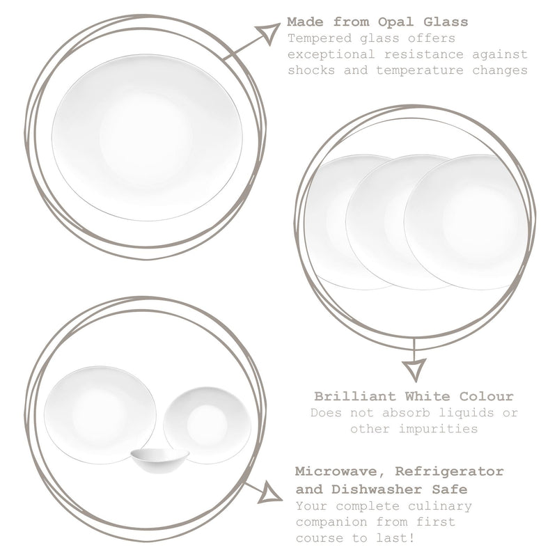 White 27cm x 24cm Prometeo Oval Glass Dinner Plate - By Bormioli Rocco