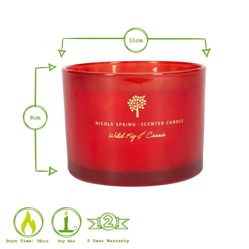 350g Double Wick Wild Fig & Cassis Soy Scented Wax Candle - By Nicola Spring