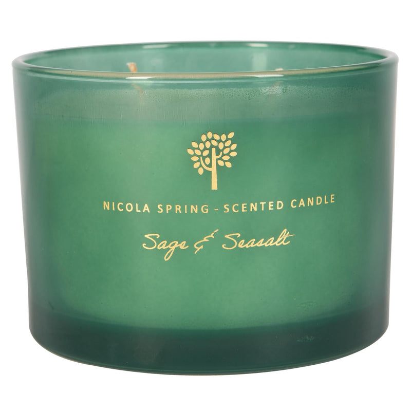 350g Double Wick Sage & Seasalt Soy Scented Wax Candle - By Nicola Spring