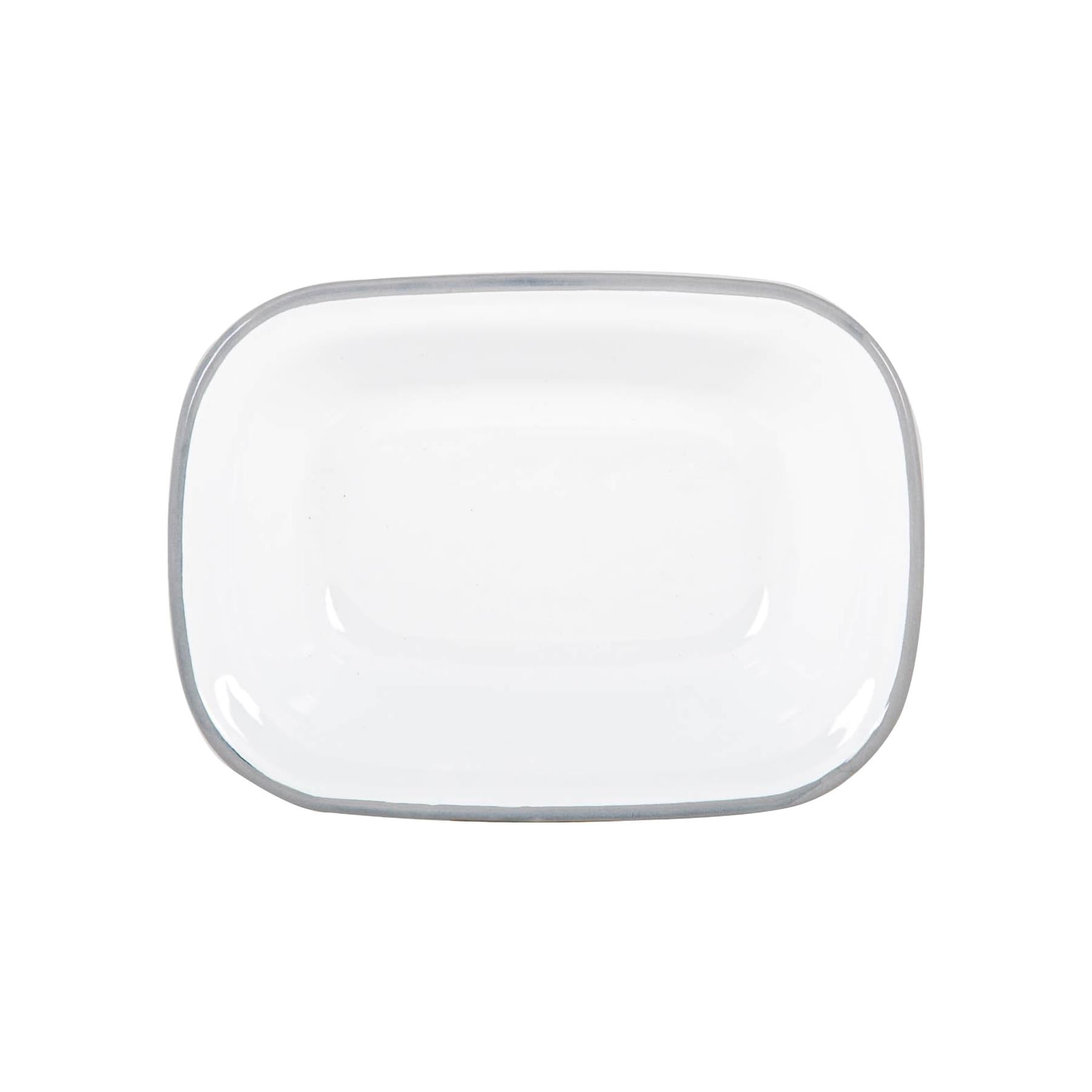 White Enamel Pie Dish - 20cm - Grey