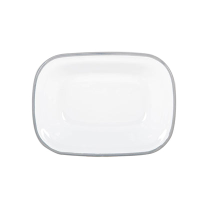 White Enamel Pie Dish - 20cm - Grey