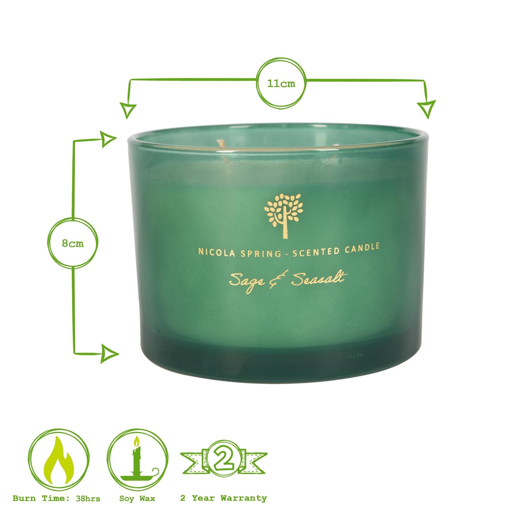 350g Double Wick Sage &amp; Seasalt Soy Scented Wax Candle