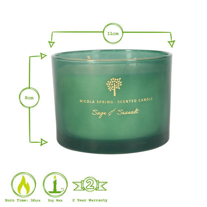 350g Double Wick Sage &amp; Seasalt Soy Scented Wax Candle