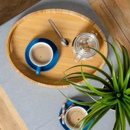 Argon Tableware Coloured Cappuccino Cup - Blue - 250ml with Nicola Spring Embossed Heart Glass Storage Jar