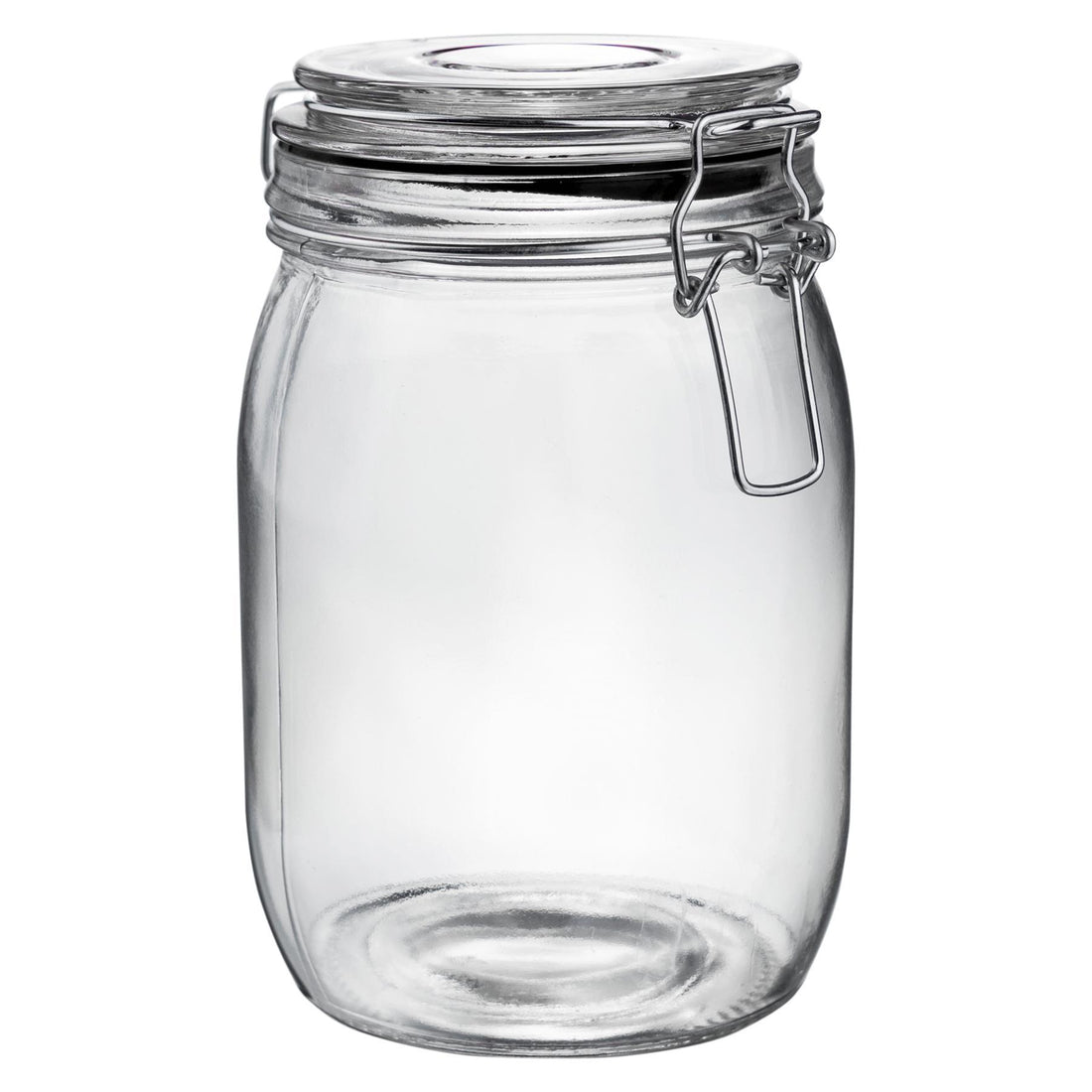 Argon Tableware Glass Storage Jar - 1 Litre - Black Seal