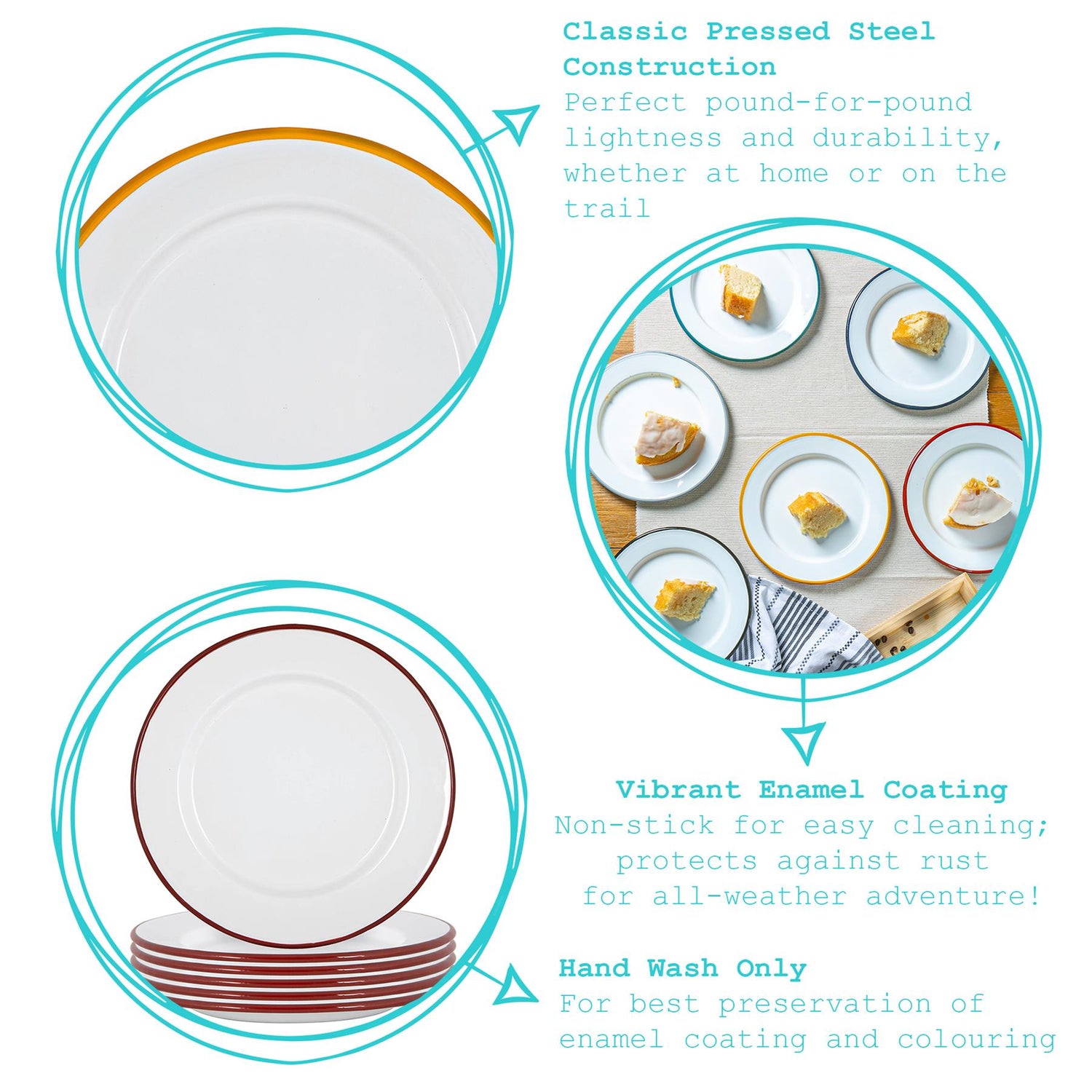 White Enamel Dinner Plate - 25.5cm - Grey