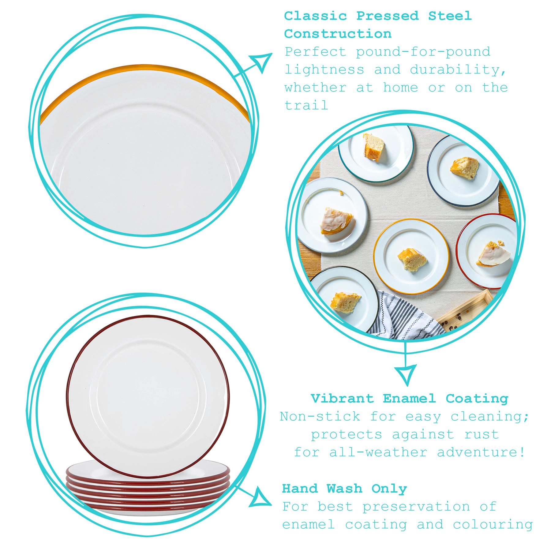 White Enamel Dinner Plate - 25.5cm - Grey