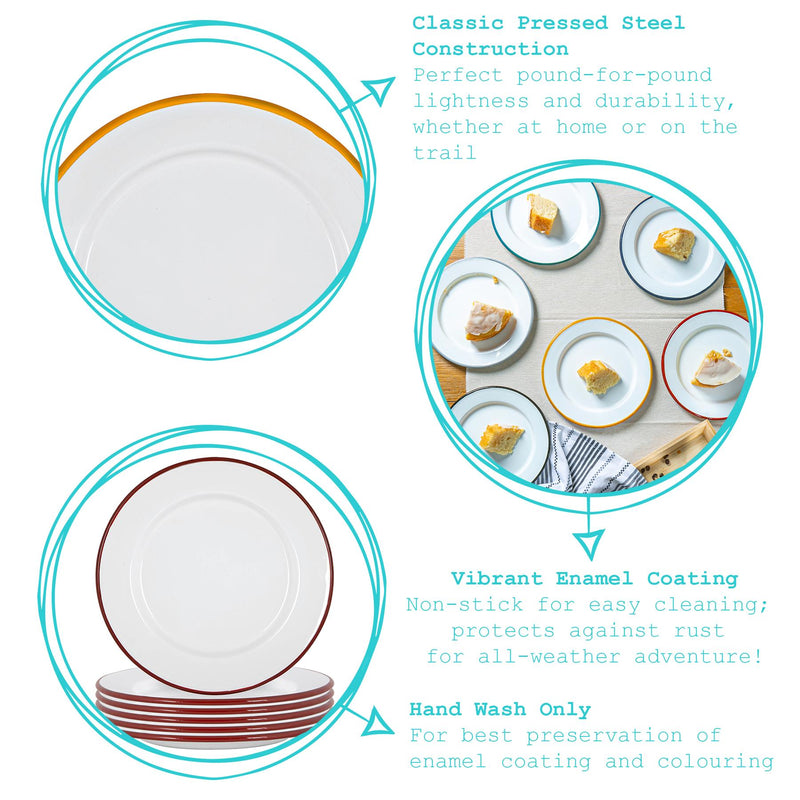 Argon Tableware White Enamel Dinner Plate - 25.5cm - Grey
