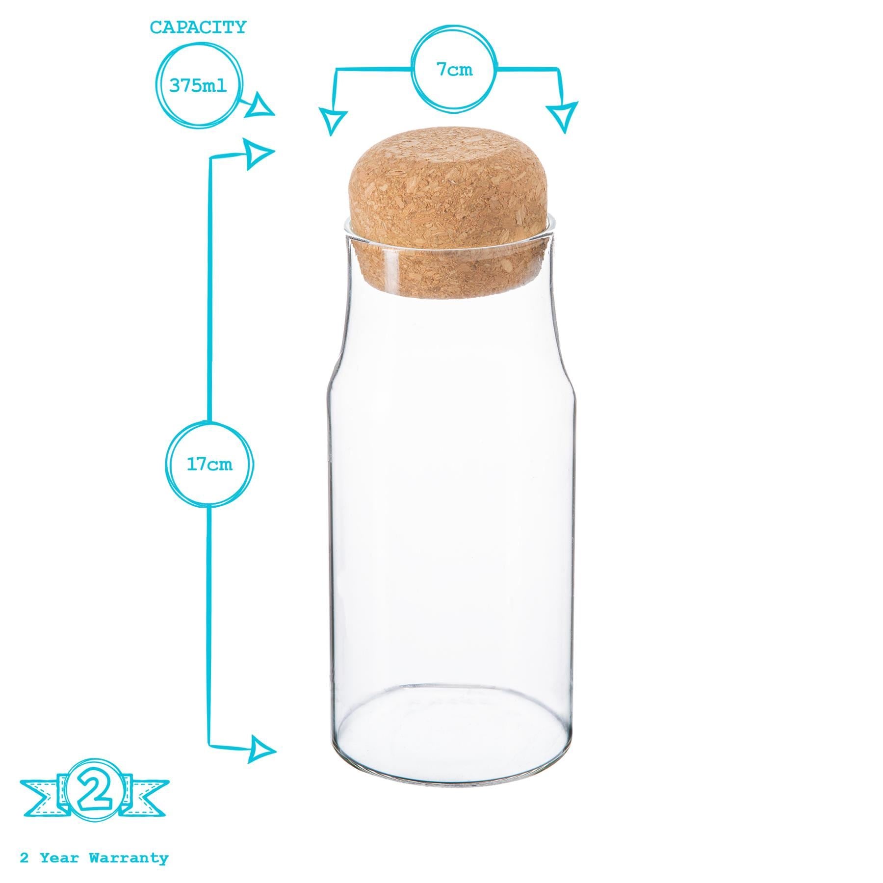 Glass Storage Bottle with Cork Lid - 375ml