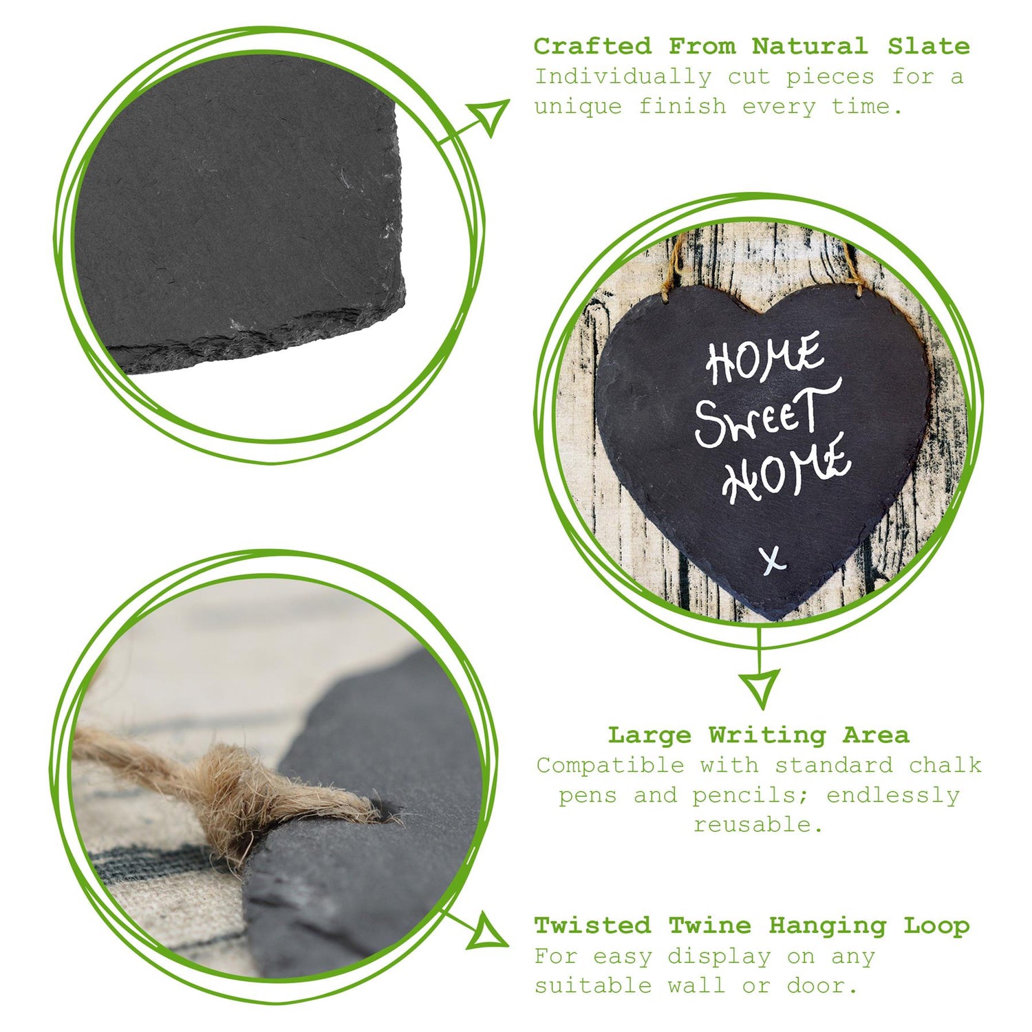 Slate Heart Hanging Memo Board
