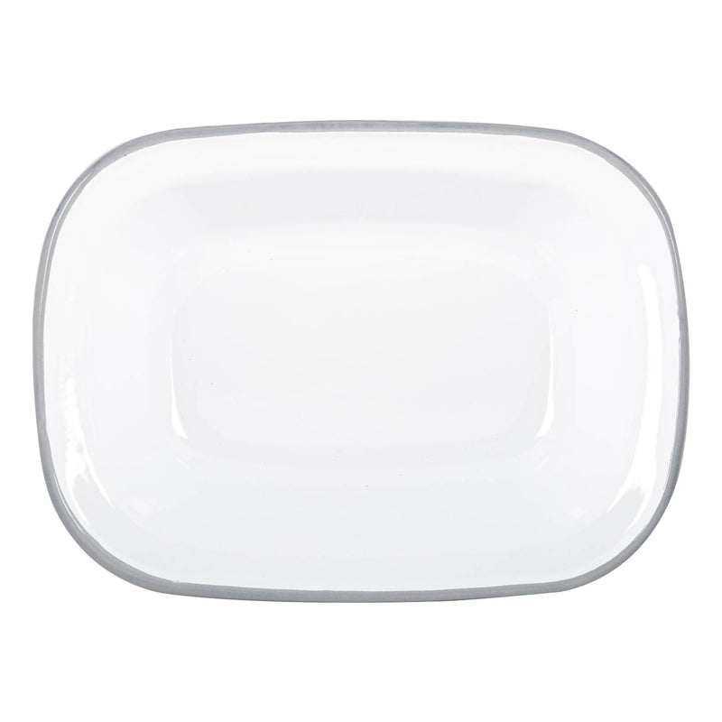 Argon Tableware White Enamel Pie Dish - 25.5cm - Grey