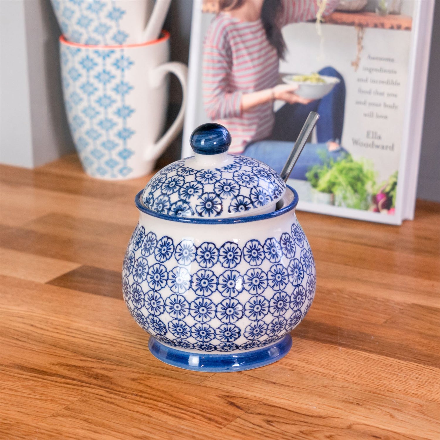 Hand-Printed Sugar Bowl - 10.5cm - Navy