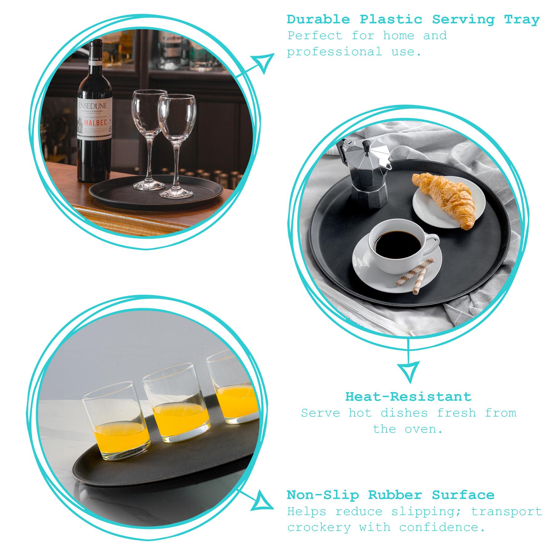 Black 35cm Round Non-Slip Serving Tray