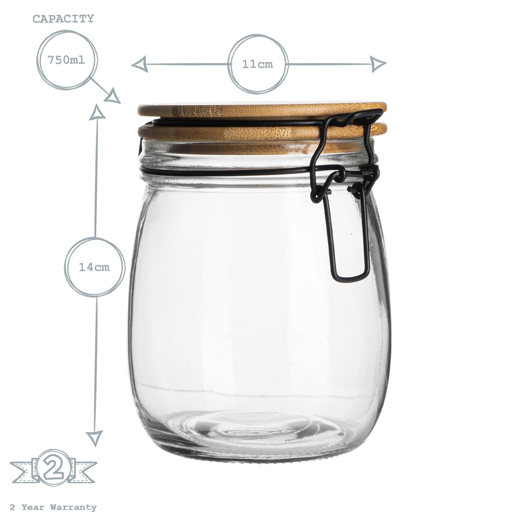 Storage Jar with Wooden Lid - 750ml - White Seal