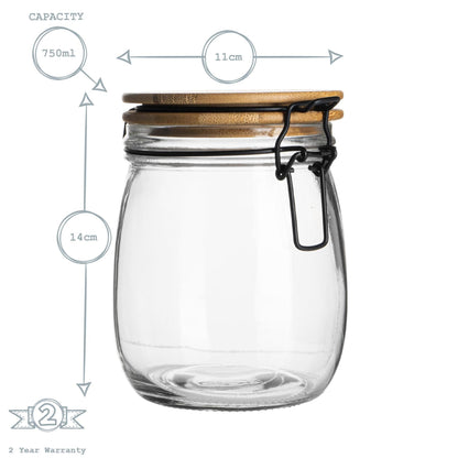 Storage Jar with Wooden Lid - 750ml - White Seal