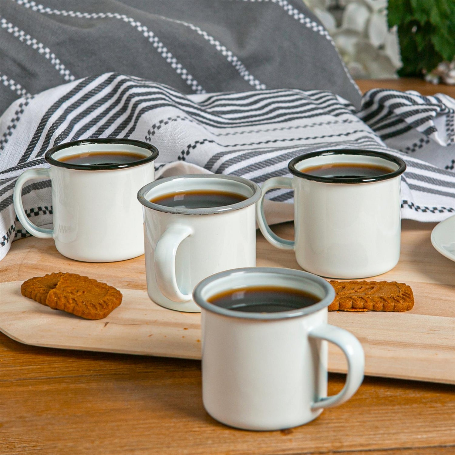 White Enamel Espresso Cup - 130ml - Grey