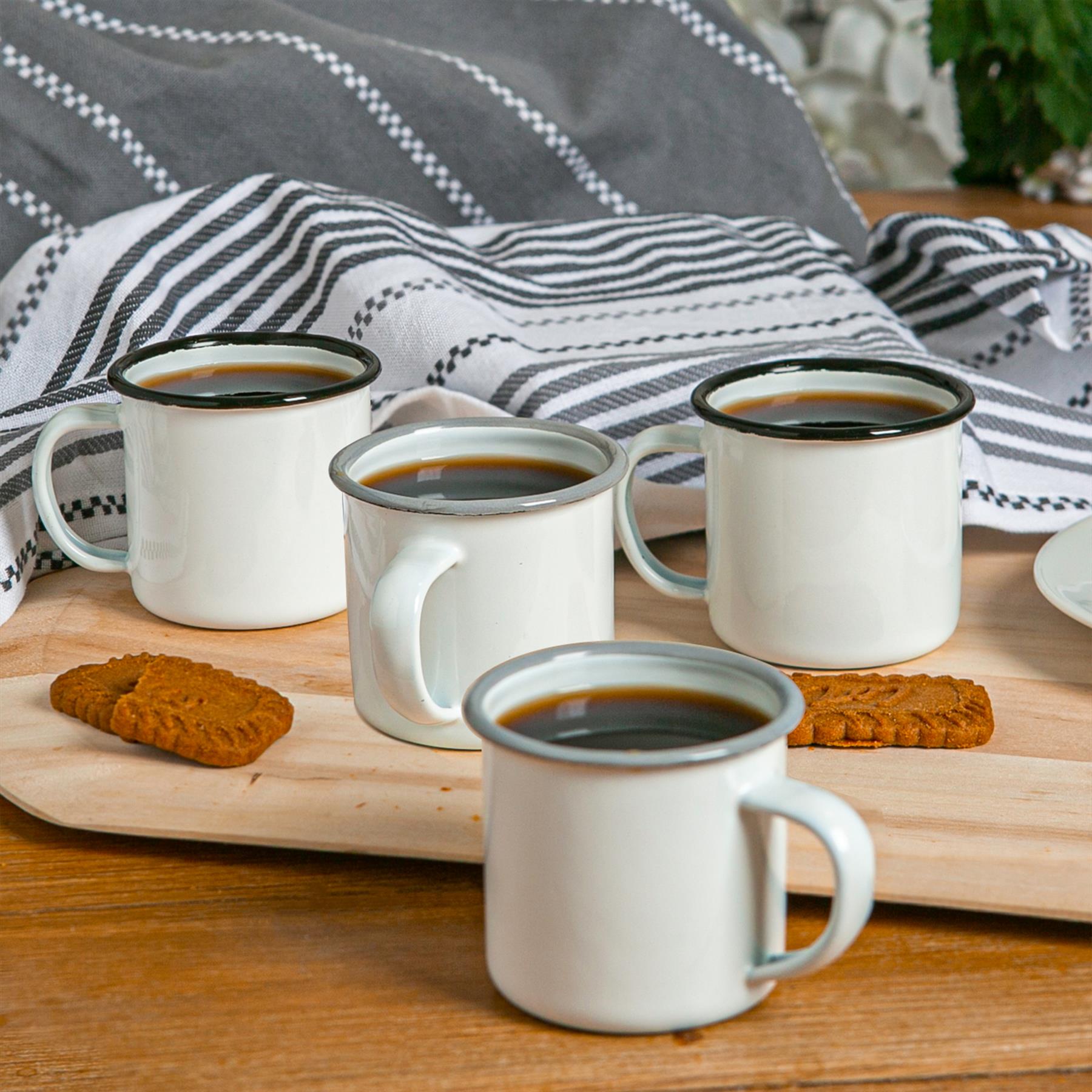 White Enamel Espresso Cup - 130ml - Grey