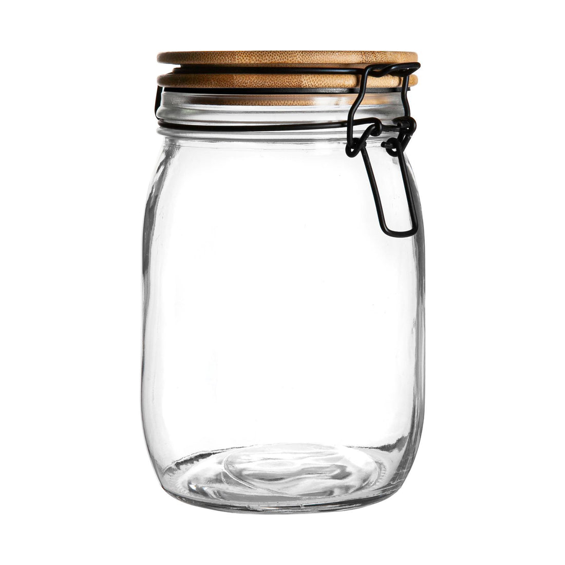 Argon Tableware Airtight Storage Jar with Wooden Lid - Black Seal - 1 Litre