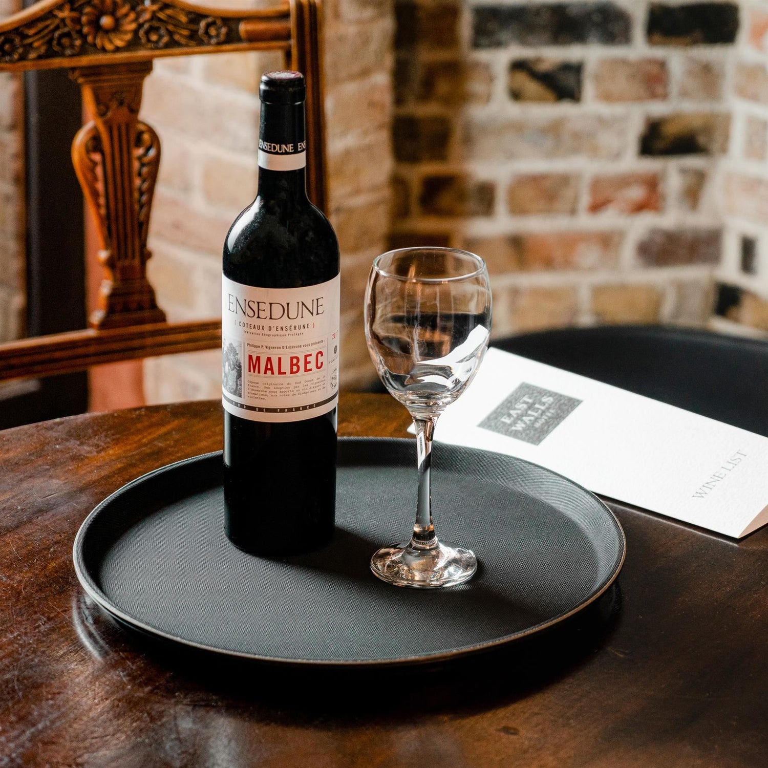 Black 35cm Round Non-Slip Serving Tray