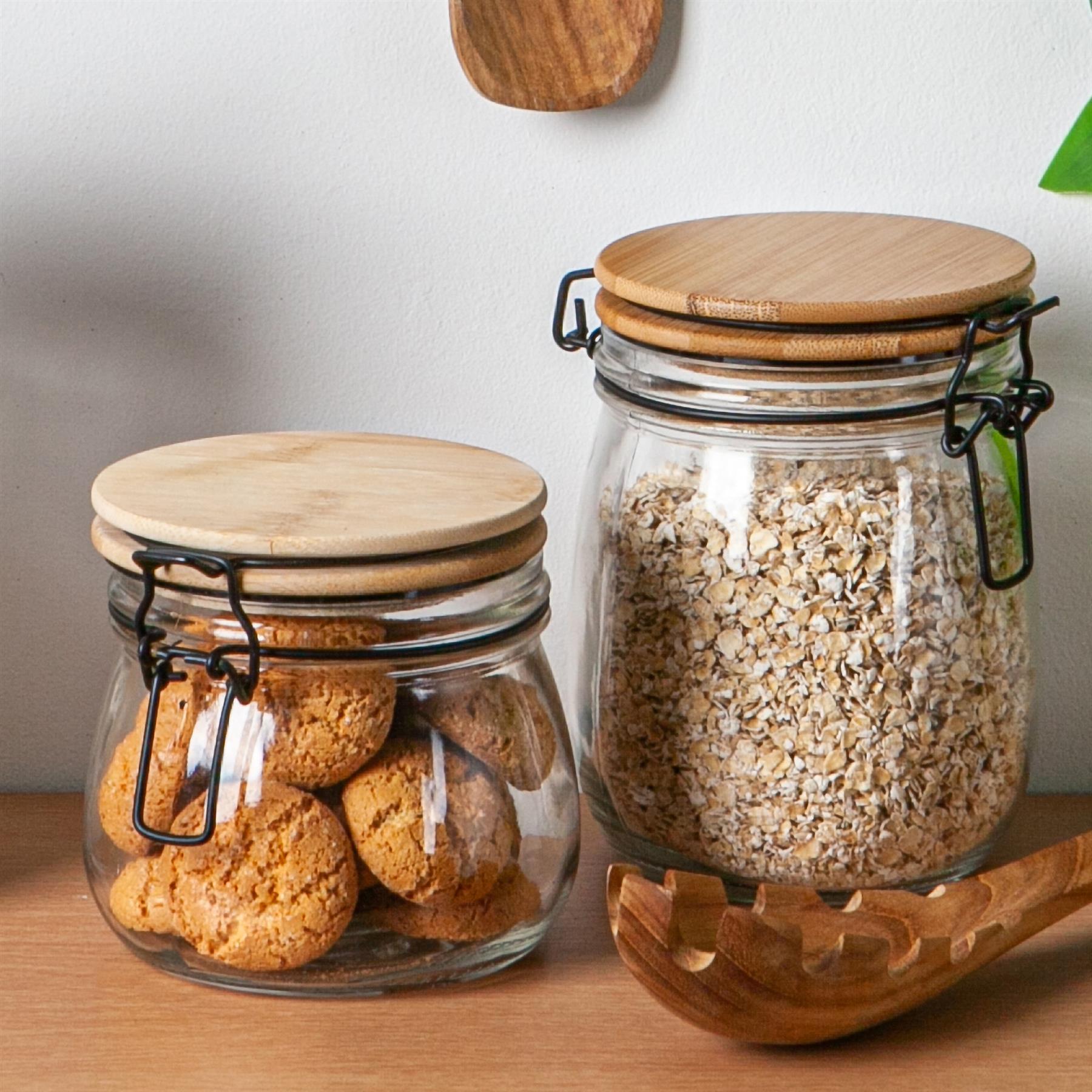 Storage Jar with Wooden Lid - 500ml - Black Seal
