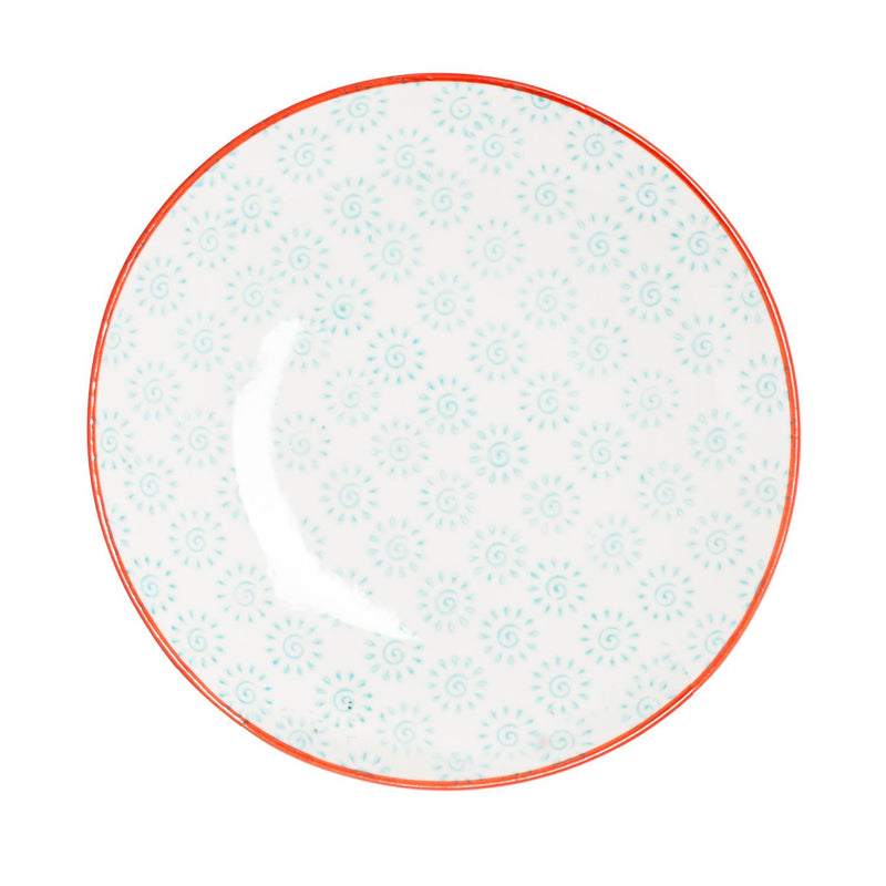 Nicola Spring Hand Printed Side Plate - 18cm - Turquoise